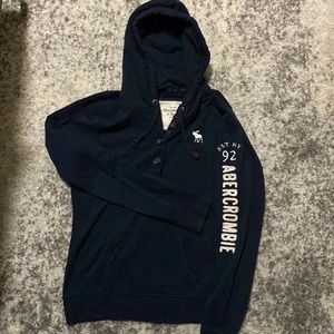 Abercrombie & Fitch women hoodie navy white logo L
